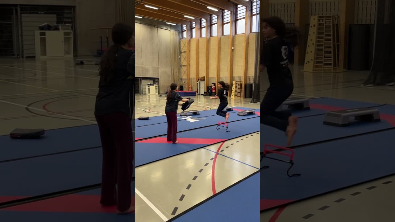 Frontal Hurdle Jump with Front Leg Kick for Taekwondo