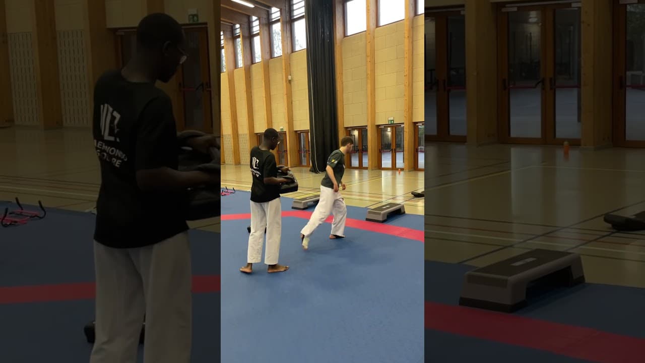 Taekwondo Half-Turn Drop Jump to Front Kick Drill